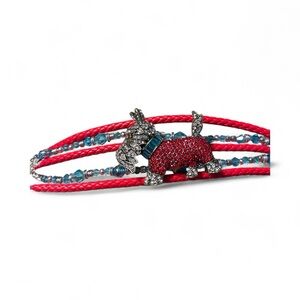 Red and Blue Beaded Dog Bracelet